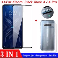 (3 in 1) Xiaomi Black Shark 4 /Black Shark 4 Pro รศัพท์ฟิล์มกระจกนิรภัย Tempered Glass ฟิล์มกระจกกันรอยกล้องหลัง+เลนส์กล้องถ่ายรูปฟิล์ม+ฟิล์มหลัง