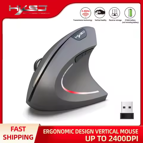 HXSJ T24 2.4G Ergonomic Optical Wireless Mouse ABS Vertical Healthy Design Backlit Gaming Stock Lapt