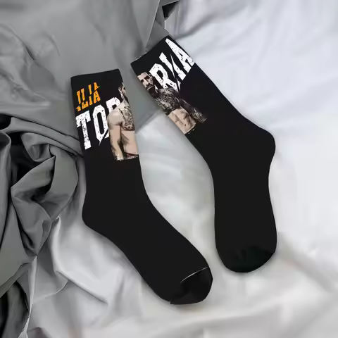 Ilia Topuria Socks Boxing Vintage Stockings Men High Quality Outdoor Sports Socks Autumn Design Anti