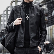 Jaket Kulit Lelaki Jaket Musim Sejuk Dilapisi Bulu Tebal Jaket Kulit Dibasuh Gaya Korea Kot Motosika