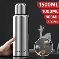 60010001500ML Stainless Steel Vacuum Flask Outdoor Insulated Water Bottle Portable Tumblers Car Thermos Coffee Cup Rope Filter