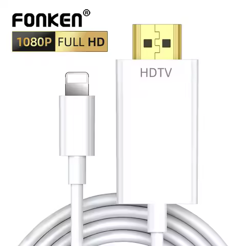 Fonken Lightning to HDMI 2.0 Cable for iPhone to TV HDMI Adape to Apple 1080P HD Digital AV Adapter 