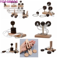 YONGWANG66HR Threading Rope Loop Puzzle, 3D Wooden, Thinking Games Brain Teaser Intelligent IQ Game 