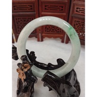 Yipinxuan~Natural Burmese Jade A Product-B1396-Floating Flower Bracelet Width 12.4mm Thick 9.3mm Inn