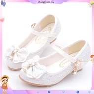 Girls Sequin High Heels Shoes Children's Butterfly Knot Princess Shoes Students Dance Shoes