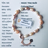 [HCM]Vòng đeo tay Ngọc trai Thiên nhiên Mixed màu hạt bầu dục 5-7li freesize Kèm GIẤY KIỂM ĐỊNH MẪU 