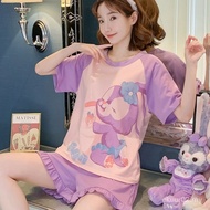 Purple Rabbit Plus Size 5XL Soft Cotton Sleepwear - 2-Piece Set for Women