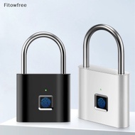 Fitow Smart Fingerprint Padlock Waterproof Biometric Fingerprint Keyless Door Lock USB Rechargeable Security Padlock For House Unlock FE