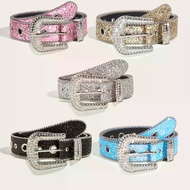 Stylish Rhinestone Western Cowgirl Style Belt Sparking Pu Leather Belts Jeans Dress Accessories For 