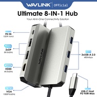 WAVLINK USB C Docking Station Quadruple Monitor, 8K Single Display & Triple 4K@60Hz Output, Laptop D