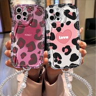 For IPhone 17 16 11 Pro 13 15 7Plus Pro Max 8 6 6s XR XS Love Leopard Strap Case