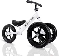 Kaufman Reverse Trikes with No Pedals for Kids 1-3 Years Old - 2 in 1 Toddler Tricycle and Balance Bike - Indoor and Outdoor Learning Trike - White