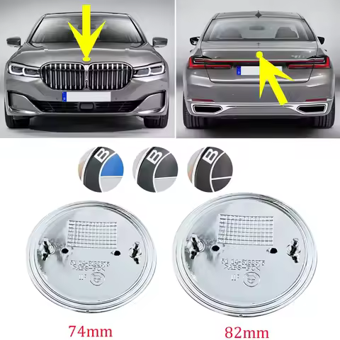 82MM 74MM 2pcs for BMW Front Hood Emblem Trunk Rear badge logo E30 E38 E39 E46 E60 E61 E90 X1 X3 X4 