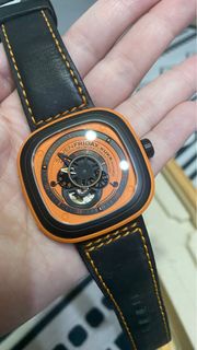 （二手99%新）正品-SEVENFRIDAY P1-3 解構世界自動上鍊機械錶-橘x黑/47.5mm