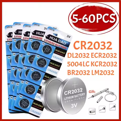 5-60PCS CR2032 3V Lithium Battery Coin Cell DL2032 BR2032 LM2032 CR 2032 5004LC Button Battery For W