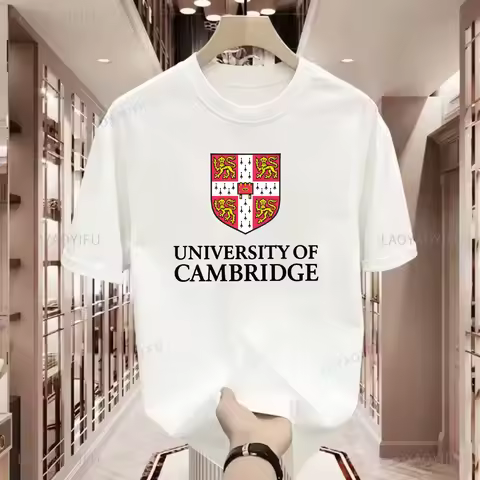 Cambridge University Short Sleeve T-Shirt Alumni Commemorative Gift Unisex Campus Wear Summer Casual