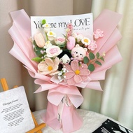 客製化禮物  情人節禮盒  手作鉤織粉色系畢業花束