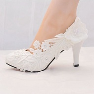 8cm White High Heels Bridal Shoes