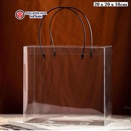Hộp Túi Mica Trong Suốt KT 20*20*10cm Quai Đen Đựng Hoa Quà