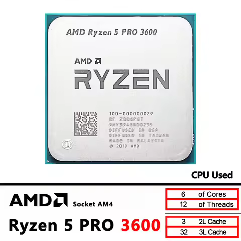 AMD Ryzen 5 PRO 3600 Used R5 PRO 3600 3.6 GHz Six-Core Twelve-Thread 7NM 65W L3=32M 100-000000029 So