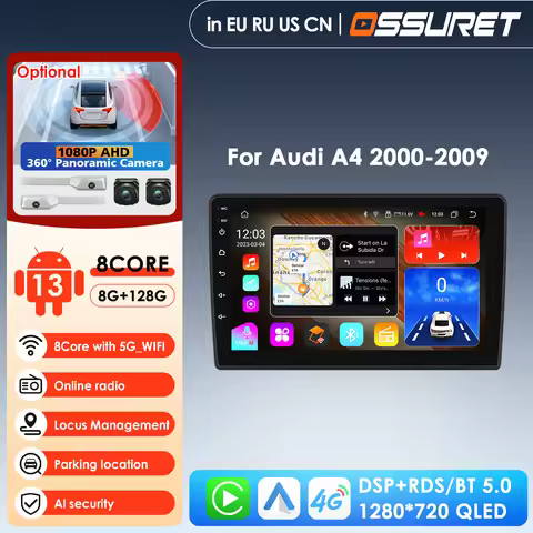 9'' 2din Android Car Radio Multimedia Video Player for Audi A4 2000-2009 S4 B6 B7 RS4 Seat Exeo GPS 