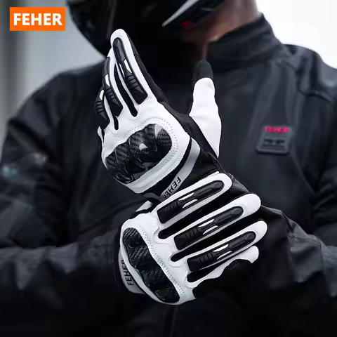 FEHER Summer Men's Motorbike Gloves FT-010 Ventilated Carbon Fiber Shell Riding Gloves Touch Screen 