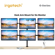 IRGOTECH O-Series Six Computer Monitor Desk Mount Monitor Stand for Six Monitor up to 24’’ Dual Inst