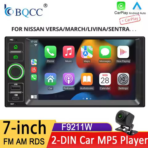 BQCC7 Inch 2Din IPSCar Radio MP5 Player Wireless Carpaly Android Auto BT For Nissan Versa March Livi