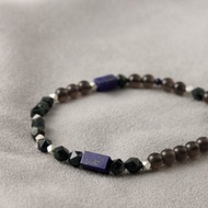 鲛人 |山海異人// 青金石水草瑪瑙天然石純銀腳鏈//