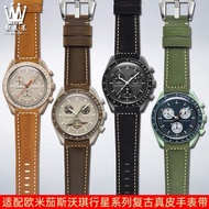 2024✙☋♈ XIN-C时尚4 Suitable for /OME/GA/ co-branded Swatch planet series watch /OME/GA/ SWATCH retro leather watch strap 20mm