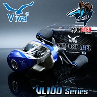 รอกหยดน้ำ VIVA Baitcast Reel VL100 หมุนซ้าย (ลายแคฟล่าแดง/น้ำเงิน/ดำ)