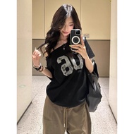 Black Off Shoulder Short Sleeve T-Shirt - Loose Fit for Women