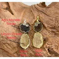 Natural Raw Agni Manitite With Libyan Desert Tektite Pendant available in Gold And Silver Color Wire