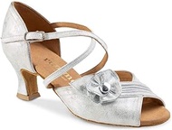 Ladies Dance Shoes R510 169 - Leather Silver - normal width - 5 cm 50 Cuban Heel - Made in Portugal