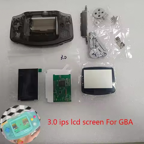 new GBA IPS LCD no cut shell required easy to install 3.0 "IPS high brightness LCD and shell kit for