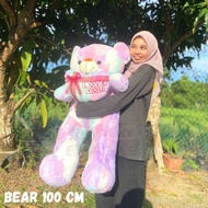 🔥READY STOK🔥 PEDEPOP BEAR 100cm Height I LOVE YOU BEAR Colourfull Cute Teddy Bear Surprise Gift Big 