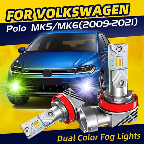 2pcs Car LED Front Fog Light Lamp Bulbs Dual Colors Switchback For Volkswagen VW Polo MK5/6 6R 6C AW