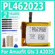 240mAh PL462023 Polymer Li-Ion Battery For Amazfit Gts 3 A2035 Smart Sports Watch Bateria + Tools