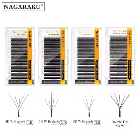 NAGARAKU New Style 5D W 1.0/2.0/3.0 Double Tips Eyelash Extension Different lengths Mega Volume Prem
