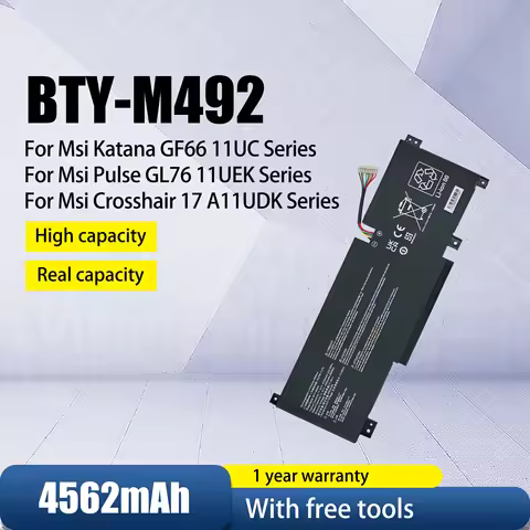 BTY-M492（white）Laptop Battery For MSI Pulse GL66 GL76 11UDK,11UEK,11UCK,Sword 17 A11UD,Bravo 15 B5DD
