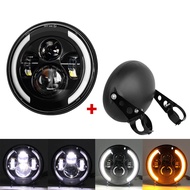 7.5 inch Universal Cafe Racer Round Motorcycle LED Head lamp Headlamp Distance Light Refit 7.5" Moto