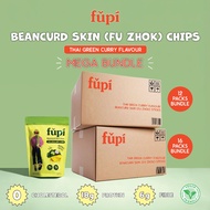 [Bundle of 12 &16] Thai Green Curry Fupi Crispy Beancurd Skin Chips [Fu Chuk Chips] (75g) High Prote
