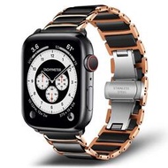 不銹鋼陶瓷錶帶適用於 APPLE WATCH 7 41MM 6 SE 44MM 40MM蘋果手錶錶帶