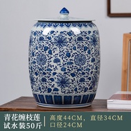 Ceramic Rice Jar Household Jingdezhen Old-Fashioned Rice Bucket Water Vat Flour Container 10.15kg 0.