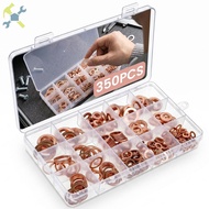 350 PCS 10 Sizes Crush Washer Kit Heat Resistant Red Copper Crush Gasket Assortment Kit for Machiner