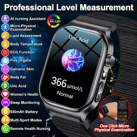 New Professional Level Measurement SmartWatch Uric Acid Five Organ Test Blood Pressure Bluetooth Cal
