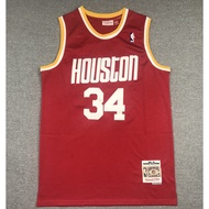 new NBA men’s Houston Rockets #34 Hakeem Olajuwon retro embroidery basketball jerseys jersey red