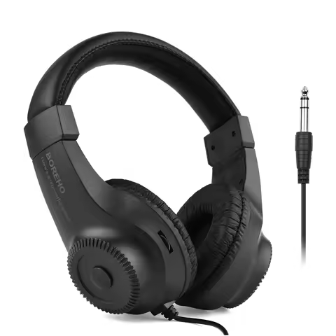 Wired Stereo Monitor Headphones Over-ear Headset with 50mm Driver 6.5mm Plug for Recording Monitorin