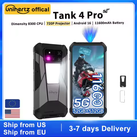 【Ships from US】Unihertz by 8849 Tank 4 pro 5G AI Rugged Phone Built-in 720P Projector Dimensity 8300