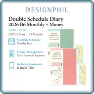 MIDORI Double Schedule Diary 2026 B6 Monthly Planner & Money Management Notebook (Oct 2025 Start) wi
